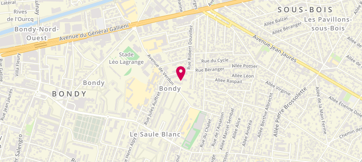 Plan de Centre de PMI de Bondy - Verdun, 43 Avenue de Verdun, 93140 Bondy