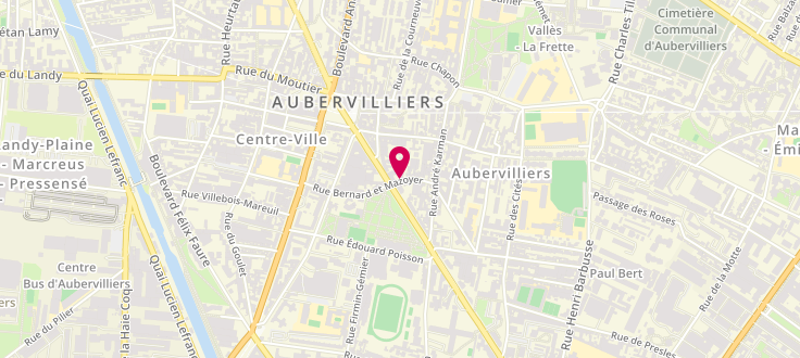 Plan de Centre de PMI d'Aubervilliers - Mazoyer, 16, rue Bernard et Mazoyer, 93300 Aubervilliers
