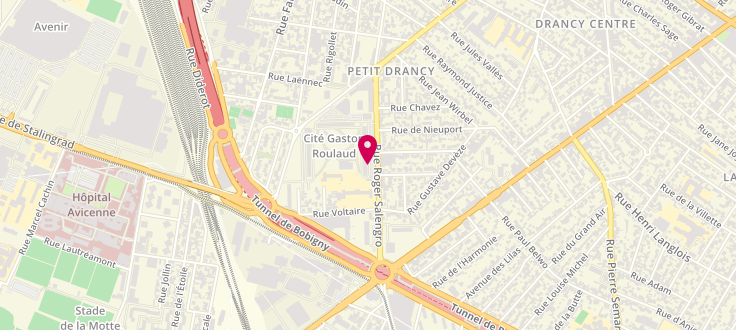 Plan de Centre de PMI de Drancy - Salengro, 110 Rue Roger-Salengro<br />
Cité Gaston-Roulaud, 93700 Drancy