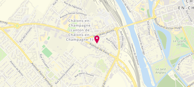 Plan de Circonscription de la Solidarité Départementale de Châlons en champagne - Rive Gauche, Rive-Gauche <br />
18 Rue du 372e-Ralvf, 51000 Châlons-en-Champagne