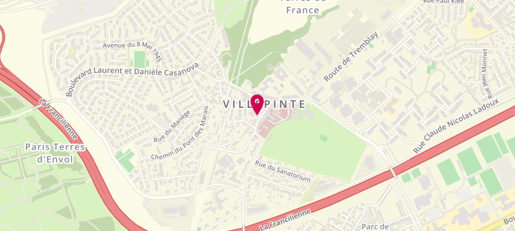 Plan de Centre de PMI de Villepinte - Mairie, 16 place de la mairie, 93420 Villepinte