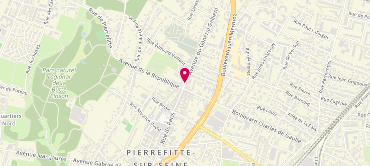 Plan de Centre de PMI de Pierrefitte-sur-Seine - Gallieni, 3, Avenue du Général Gallieni, 93380 Pierrefitte-sur-Seine