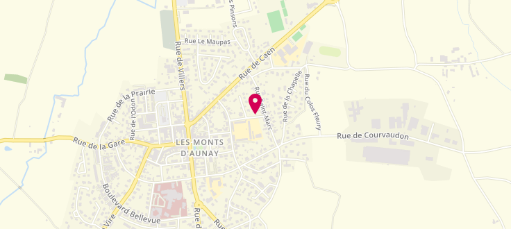 Plan de Centre médico-social d'Aunay sur Odon, 3 Rue des Jardins<br />
Aunay-Sur-Odon<br />
Centre Médico-Social, 14260 Les Monts d'Aunay
