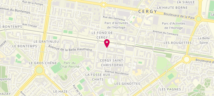 Plan de Centre de PMI de Cergy Les Touleuses Brunes, Bureau de l'Horloge<br />
12 Rue de la Bastide, 95800 Cergy-Saint-Christophe