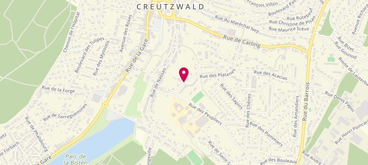 Plan de Centre médico-social de Creutzwald, 25 Rue des Platanes<br />
Centre Moselle Solidarité, 57150 Creutzwald