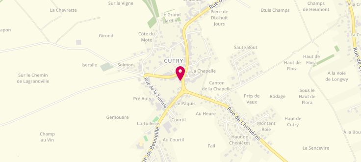 Plan de Point d’accueil PMI de Cutry, Mairie<br />
2 Place Louis-Dorion, 54720 Cutry