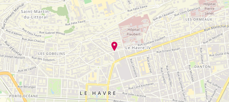 Plan de Centre Médico-Social du Havre - Centre, 45 Rue Gustave-Flaubert<br />
Centre Médico-Social, 76600 Le Havre
