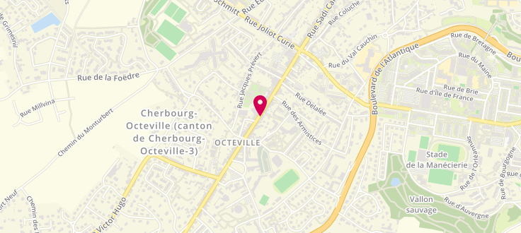 Plan de Centre médico-social de Cherbourg - Octeville 2, Avenue de Normandie<br />
Octeville<br />
Centre Médico-Social, 50130 Cherbourg-en-Cotentin