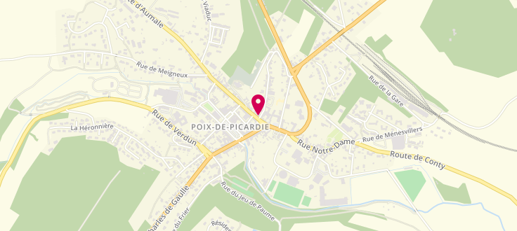 Plan de Centre médico-social de Poix, 1 rue Ferdinand Beaumont, 80290 Poix-de-Picardie