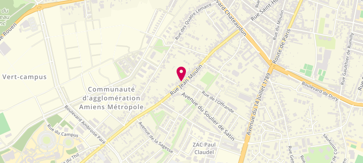 Plan de Centre médico-social d'Amiens - Jean Moulin, 96 rue Jean Moulin, 80000 Amiens