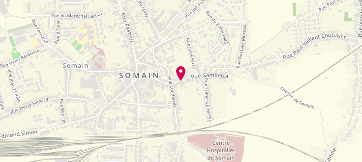 Plan de Centre de PMI de Somain Orchies, 38 Rue Gambetta, 59490 Somain