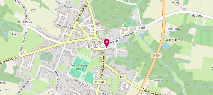 Plan de Centre Médico Social de Villeneuve-de-Marsan, 52 Place de la Boîterie, 40190 Villeneuve-de-Marsan