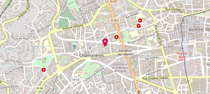 Plan de Antenne médico-sociale de Chamalières, Résidence Cheverny<br />
1 rue d'Assas, 63400 Chamalières