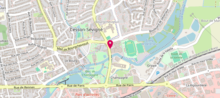 Plan de Centre Départemental d'Action Sociale de Thorigné-Fouillard - Rennes Est, Centre Départemental d'Action Sociale Couronne Rennaise Est<br />
Village des Collectivités<br />
2 Avenue de Tizé, 35235 Thorigné-Fouillard