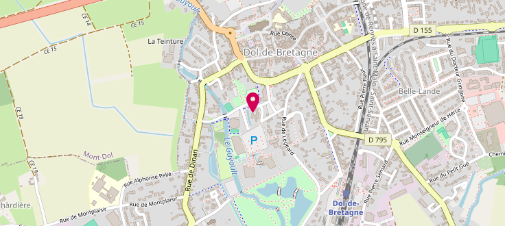 Plan de Centre de protection maternelle et infantile (PMI) - Dol-de-Bretagne, Centre D&eacute;partemental d'Action Sociale de la Baie<br />
1 Rue des Tendi&egrave;res, 35120 Dol-de-Bretagne