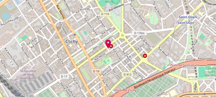 Plan de Centre de protection maternelle et infantile (PMI) - Clichy - Rue Gaston-Paymal, Centre de Sant&eacute; Chagall-Go&uuml;in<br />
2 Rue Gaston-Paymal, 92110 Clichy